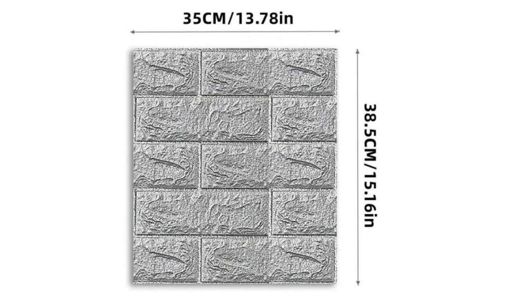 20-Pack 3D Self-Adhesive Wall Panels – Grey Brick Effect