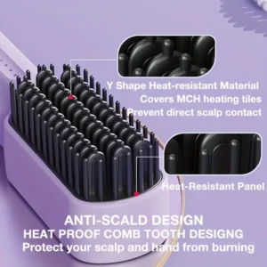 Portable Cordless Hair Straightener Brush - Image 5