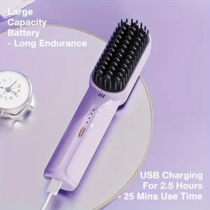 Portable Cordless Hair Straightener Brush - Image 8