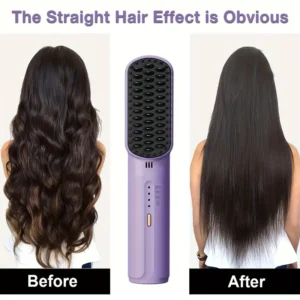 Portable Cordless Hair Straightener Brush - Image 4
