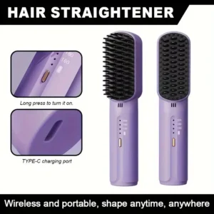 Portable Cordless Hair Straightener Brush - Image 6