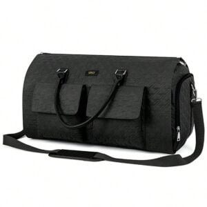 Stylish Front Pockets Black Vintage Travel Garment Bags - Image 5