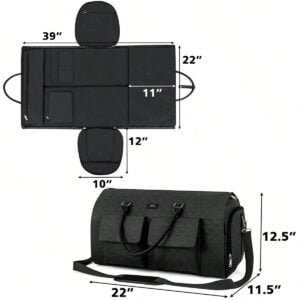 Stylish Front Pockets Black Vintage Travel Garment Bags - Image 6