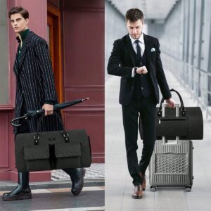 Stylish Front Pockets Black Vintage Travel Garment Bags - Image 2
