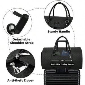 Stylish Front Pockets Black Vintage Travel Garment Bags - Image 8