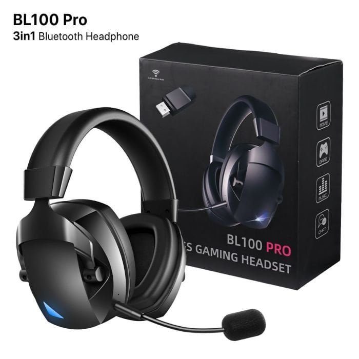 BL100 Pro 3-in-1 Wireless Gaming Headset – Black / White